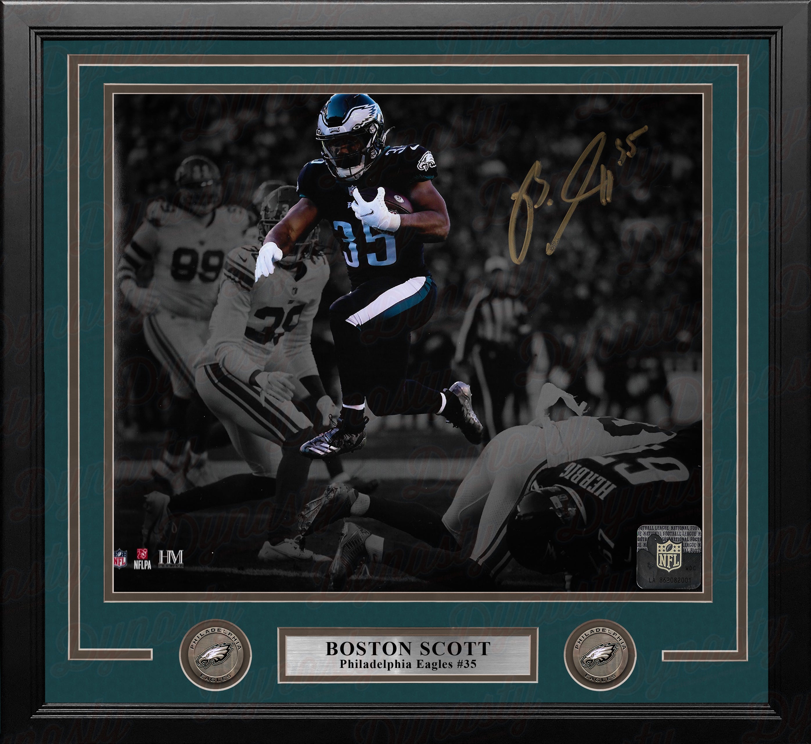 Boston Scott in Action Philadelphia Eagles Autographed Framed Blackout  Football Photo - Dynasty Sports & Framing