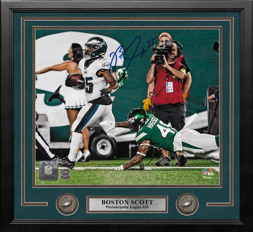 Boston Scott in Action Philadelphia Eagles Autographed Framed Blackout  Football Photo - Dynasty Sports & Framing