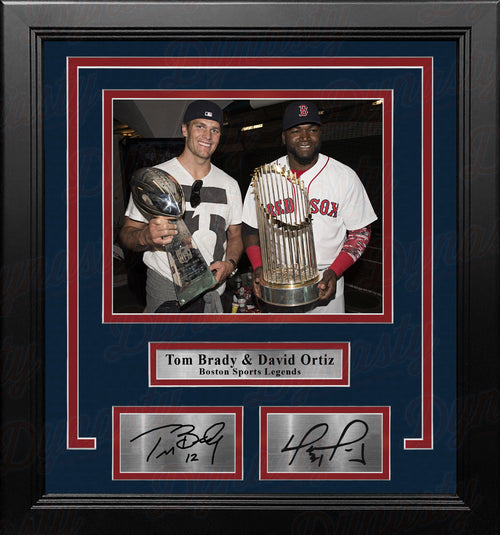Tom Brady, David Ortiz Double Autograph Jersey Boston Red Sox with  Inscription This is Our F'n City Framed 37x45 - New England Picture
