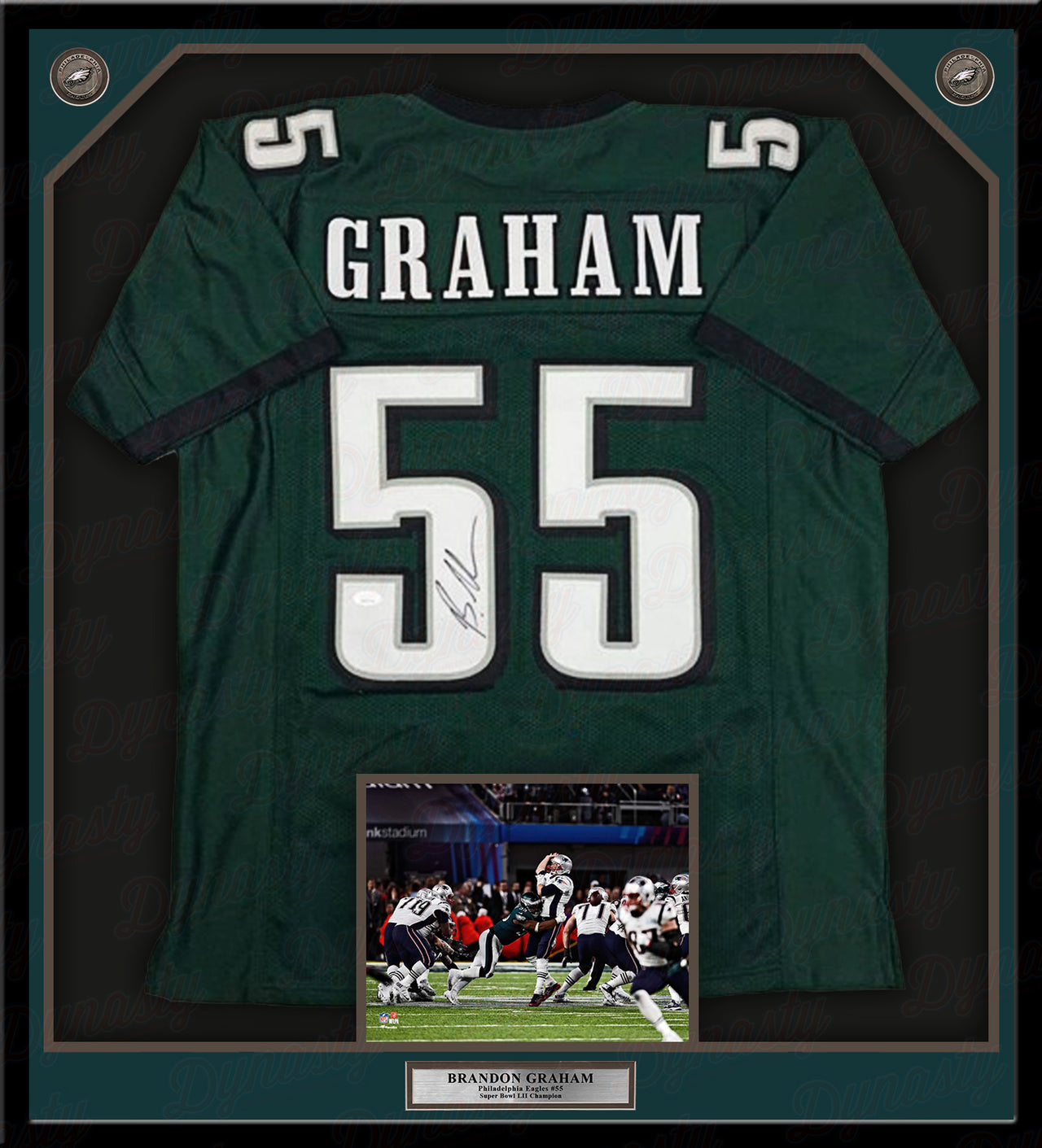 Jason Kelce Philadelphia Eagles Autographed Framed Green Nike Game Jersey  with SB Champs Inscription