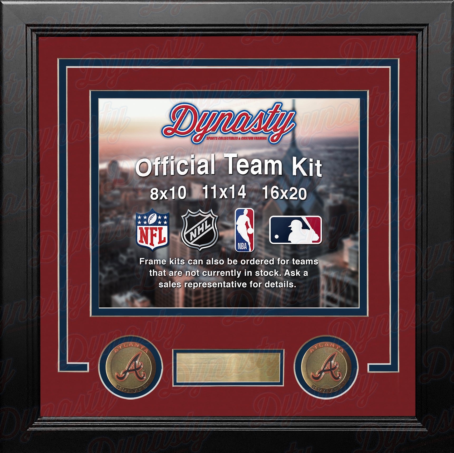 Atlanta Braves Custom MLB Baseball 11x14 Picture Frame Kit (Multiple  Colors) - Red Matting & Navy Blue Trim / Landscape (Horizontal); Standard  Glass /