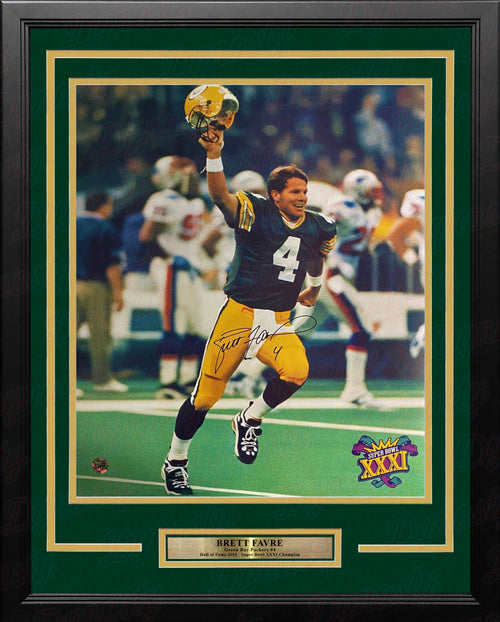 Sold at Auction: Brett Favre signed Green Bay Packers 8x10 Photo #4 w/ '95,  '96,'97 MVP Insc – Favre 4 Hologram (Snow Flip)