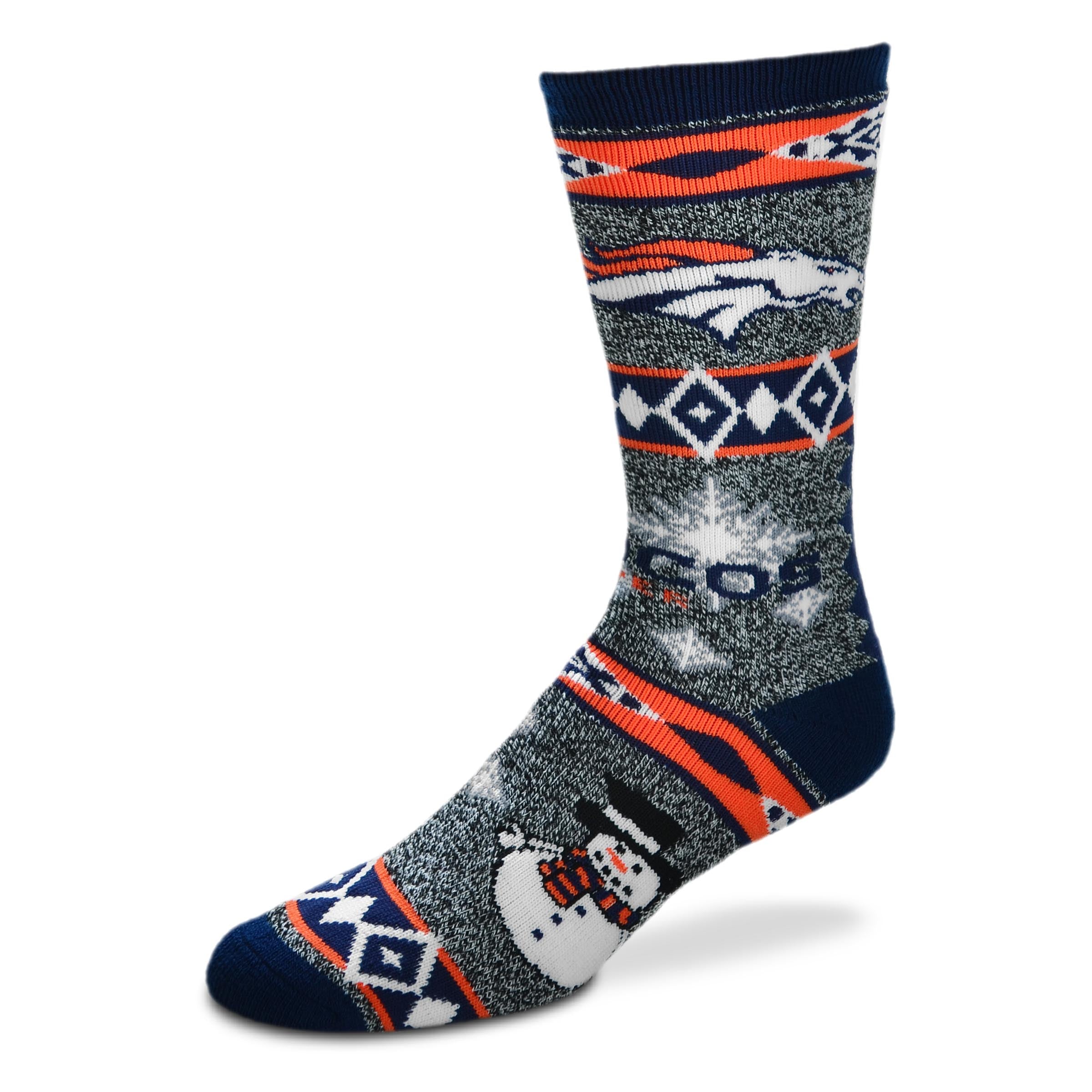Denver Broncos NFL Football Holiday Blanket Motif Socks Dynasty Sports Framing