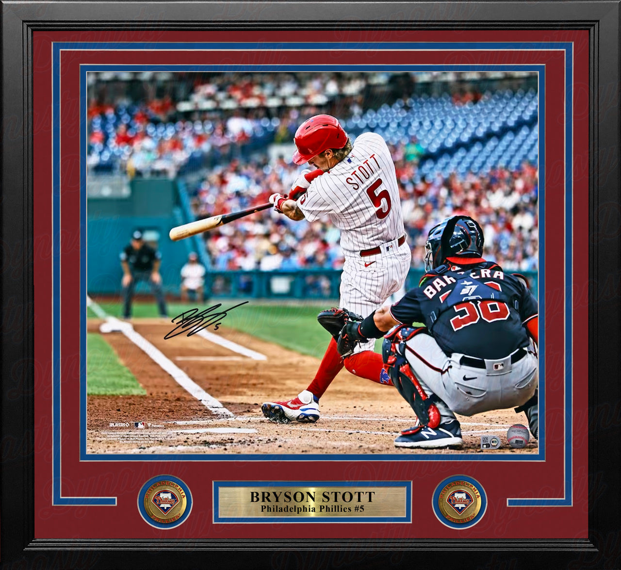 Kyle Schwarber Bat Flip Philadelphia Phillies Autographed Framed Blackout  Baseball Photo