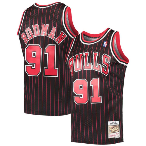 Chicago Bulls Dennis Rodman 91 Nba Mitchell Ness Hardwood Classics Swingman  Black 2019 Style Gift For Bulls Fans Polo Shirts - Peto Rugs