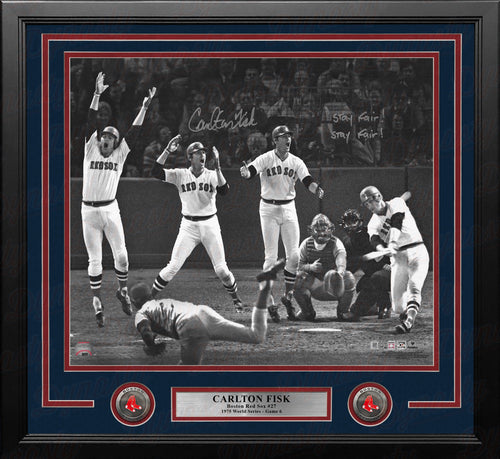 Carlton Fisk Signed 13x16 Framed Photo Display (Beckett COA) w