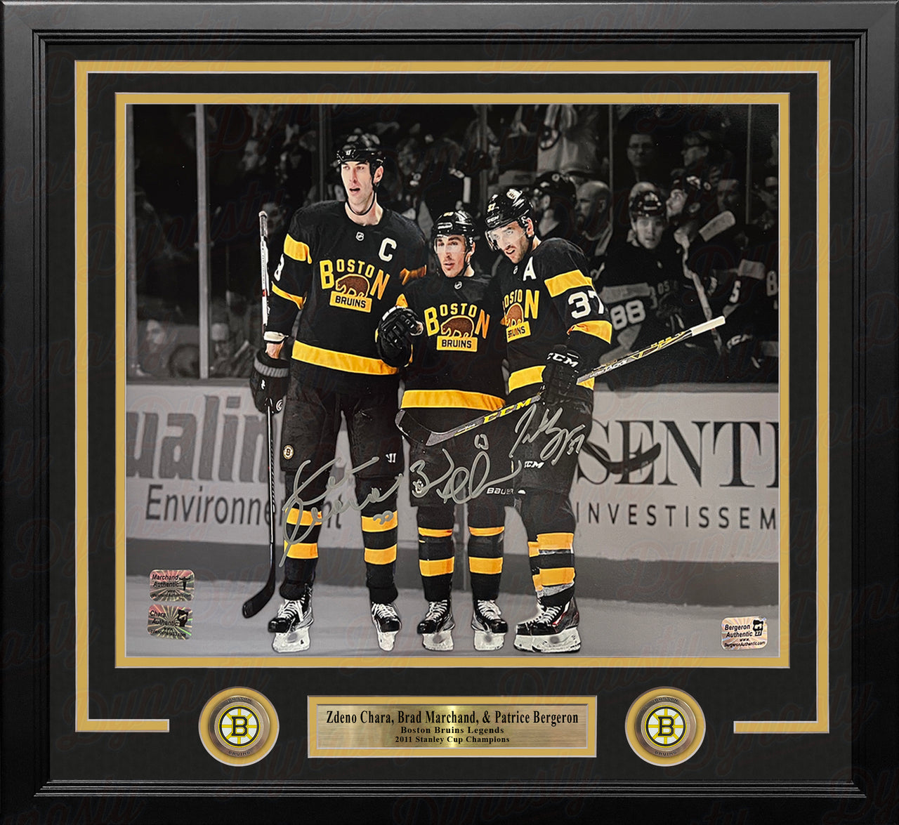 Patrice Bergeron and Brad Marchand Dual Signed / Autographed 2023