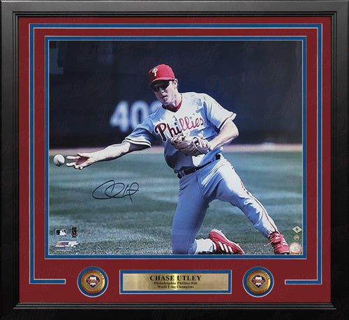 Chase Utley Throwing Action Philadelphia Phillies Autographed 16 x 20  Framed Baseball Photo - Dynasty Sports & Framing