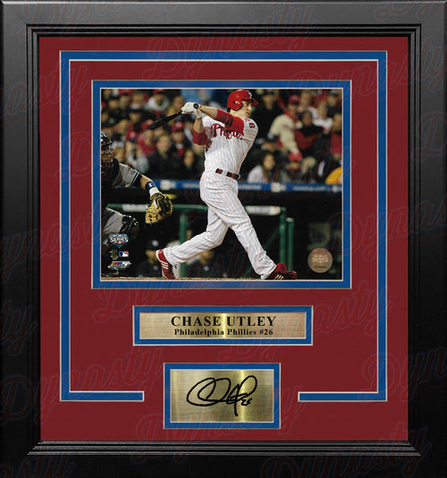 Chase Utley World Series Action Philadelphia Phillies 8x10 Framed Photo  with Engraved Autograph - Dynasty Sports & Framing