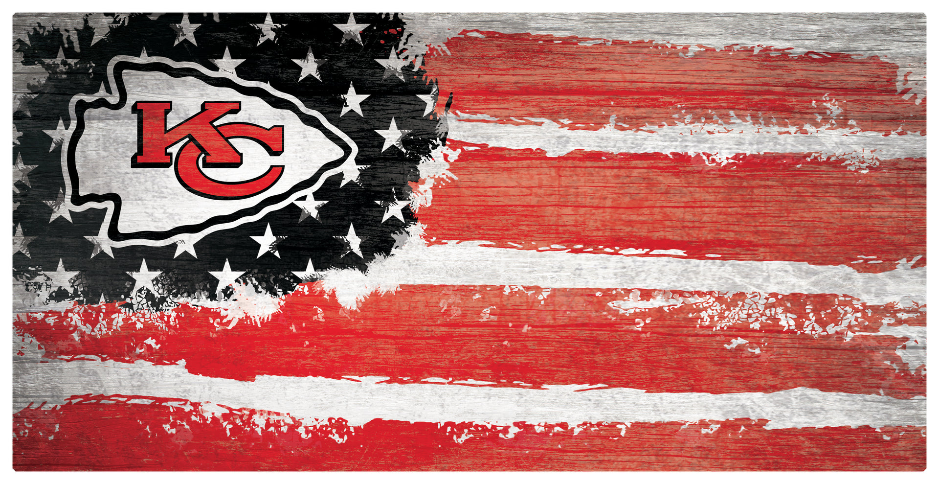 Kansas City Chiefs Team Flag Wooden Sign Dynasty Sports & Framing