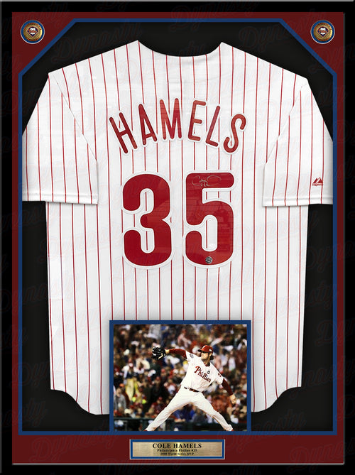 he Unparalleled Glory of #32 Cole Hamels Blue Jersey Celebrating