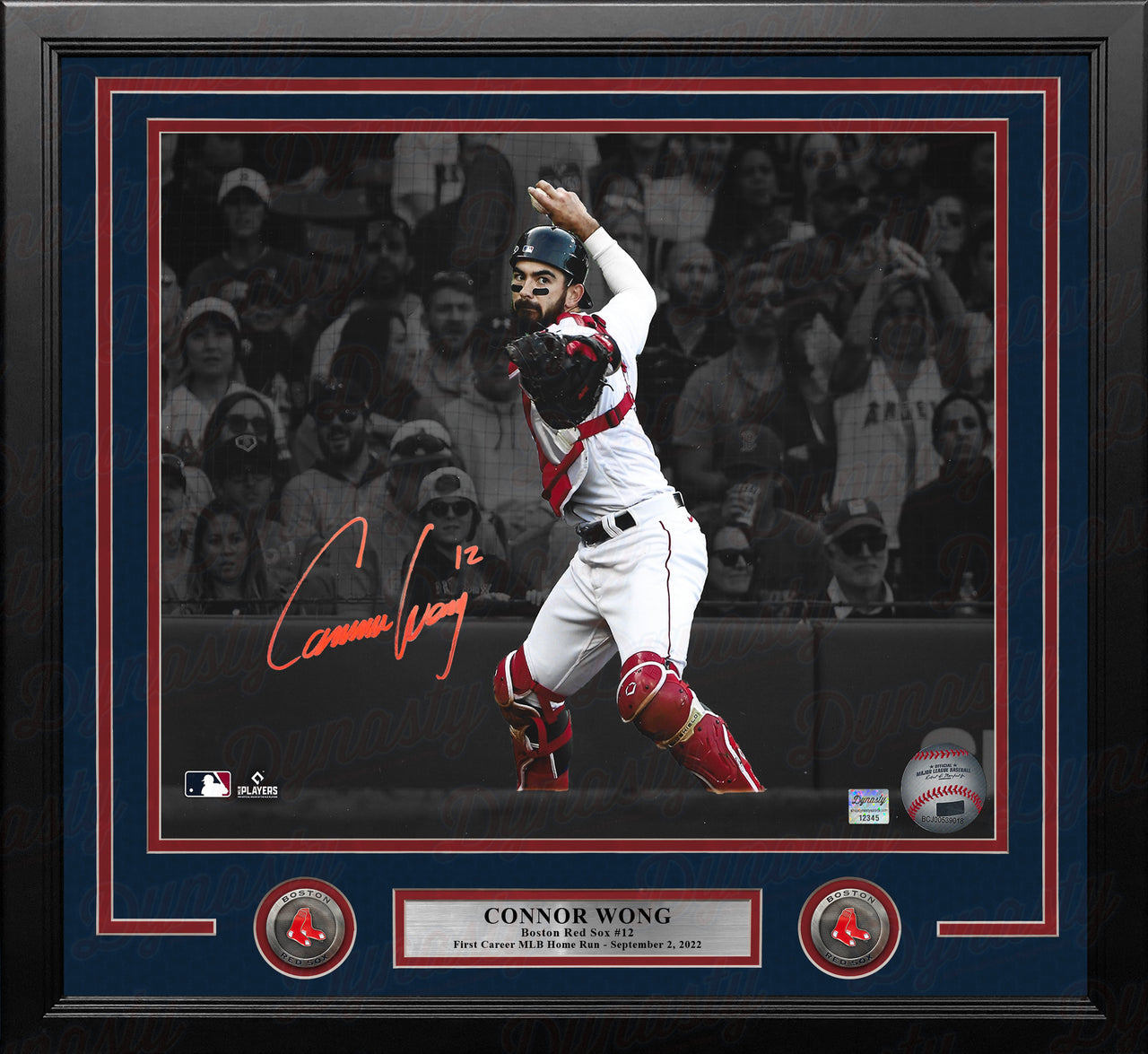 Connor Wong 1st Home Run Boston Red Sox Autographed 16 x 20 Framed  Spotlight Baseball Photo