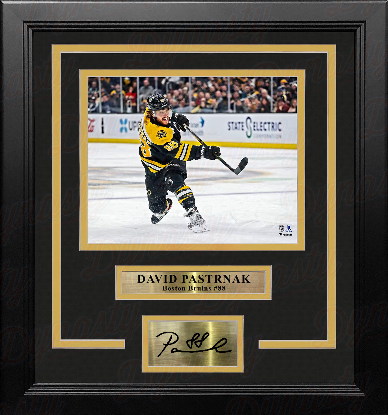 Jeremy Swayman & Linus Ullmark Bear Hug Boston Bruins Autographed 16x20  Framed Blackout Photo