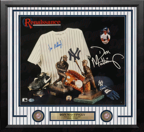 Don Mattingly New York Yankees Autographed Framed 16 x 20 Pinstripe Jersey Hitting Photograph