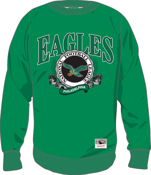 Philadelphia Eagles Mitchell & Ness White Logo Arch Hoodie