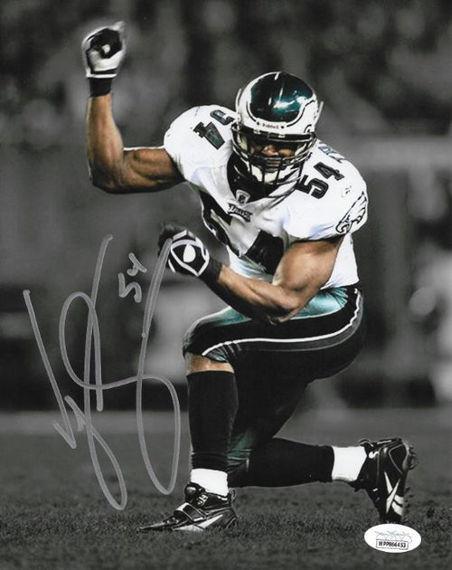 JEREMIAH TROTTER PHILADELPHIA EAGLES ACTION SIGNED 8x10