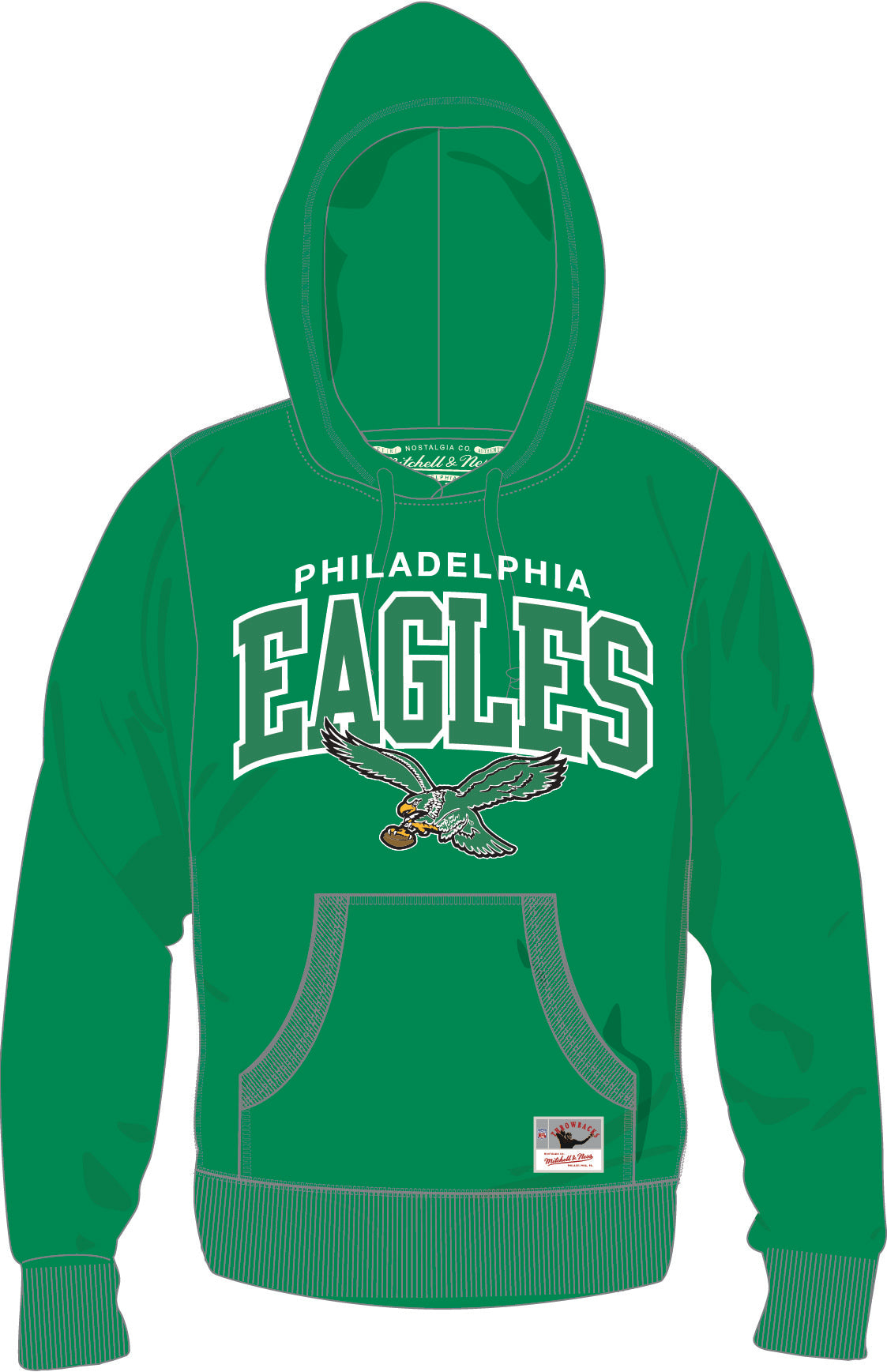 Philadelphia Eagles Mitchell & Ness Kelly Green Logo Arch Hoodie ...