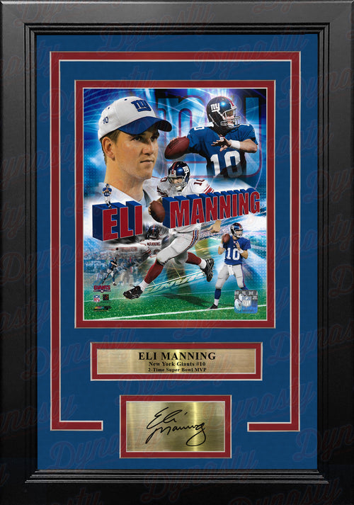 Eli Manning Autographed and Framed Blue Giants Jersey