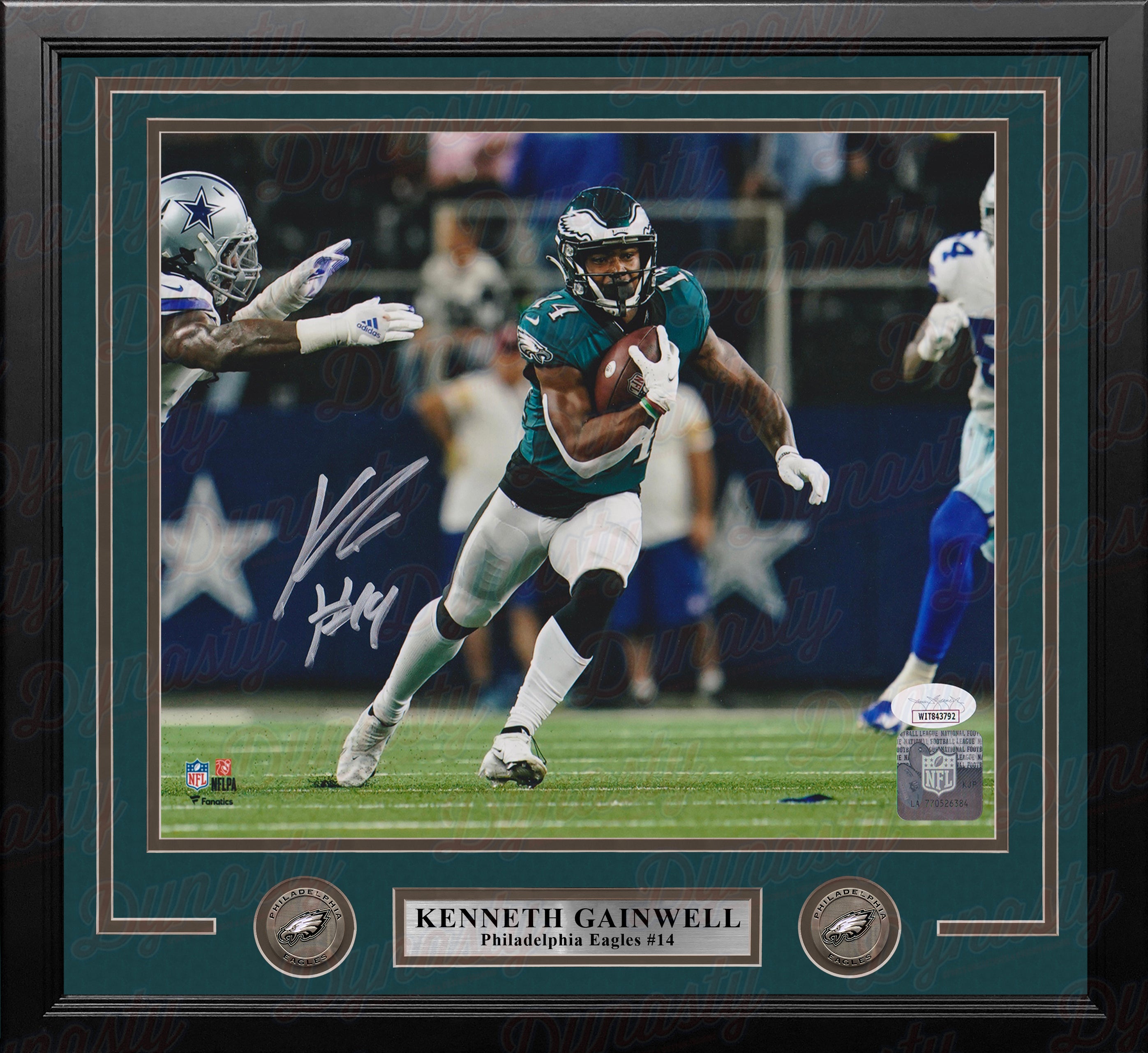 Kenneth Gainwell Touchdown Celebration Philadelphia Eagles Autographed  Football Photo