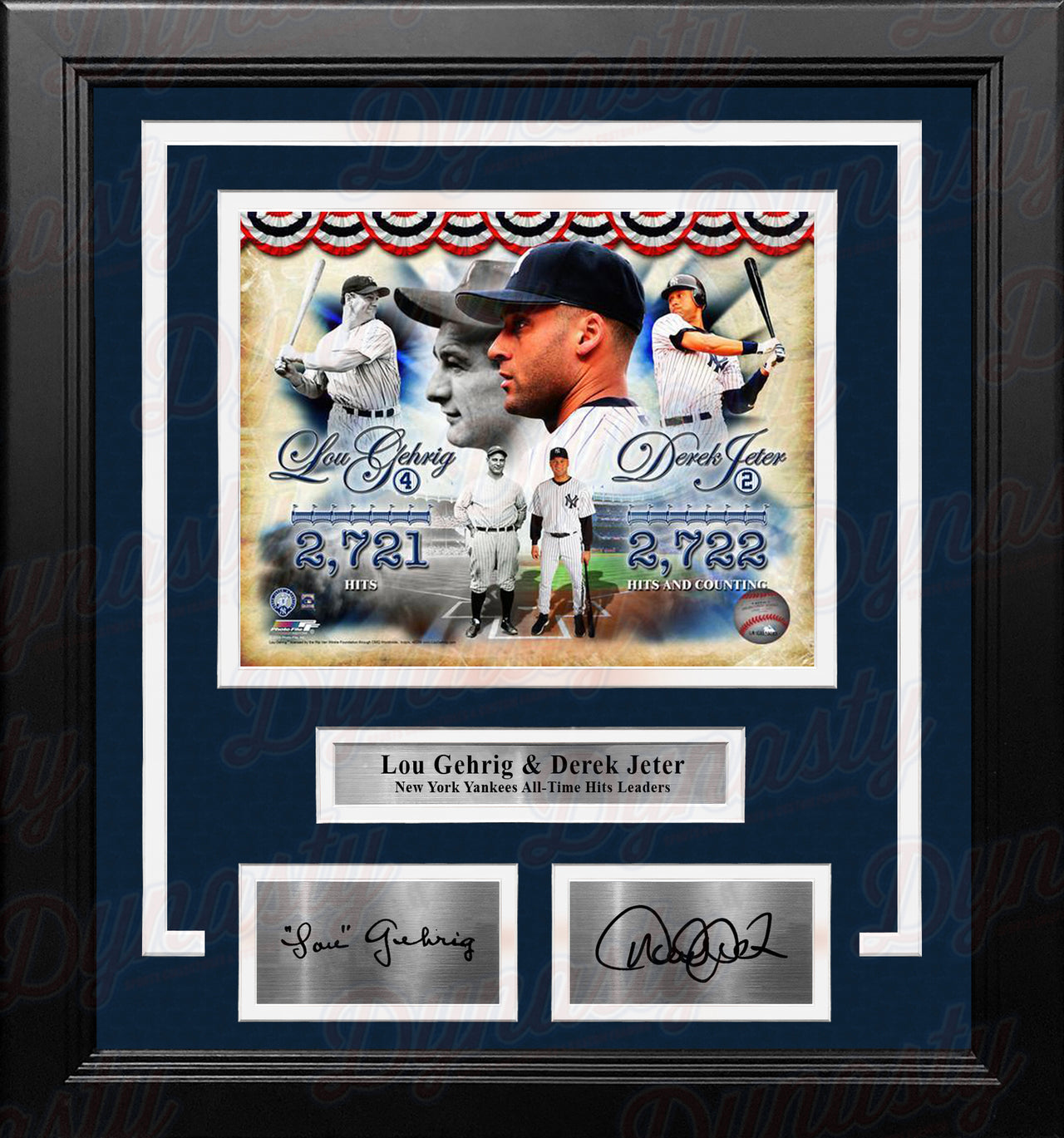 Derek Jeter Yankees Custom Framed Photo Display with Captain Patch & 23KT  Gold Card