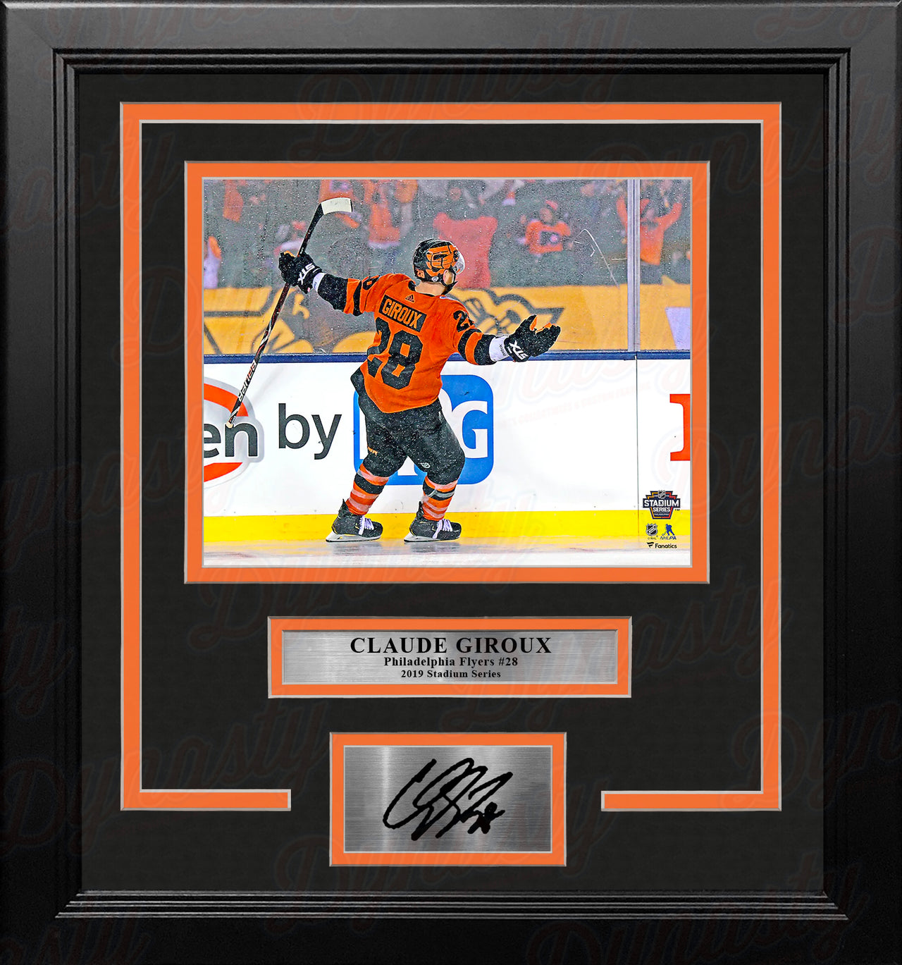 Claude Giroux Philadelphia Flyers Autographed 16 x 20 Orange Jersey Celebrating Spotlight Photograph