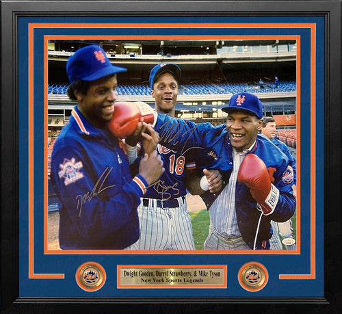 Mike Tyson Darryl Strawberry Dwight Gooden Signed Autographed 16x20 Photo  PSA