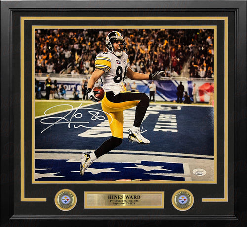 Hines Ward Super Bowl Touchdown Pittsburgh Steelers Autographed Framed  Football Photo