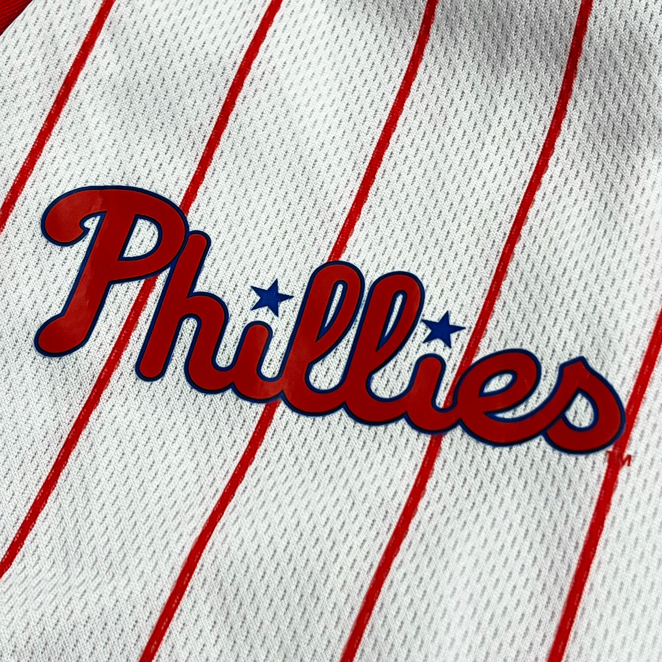 Vintage Philadelphia Phillies Starter Pin Stripes MLB Button Jersey Shirt  •Large