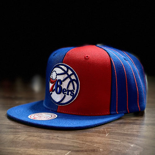 Philadelphia 76ers Mitchell & Ness Hardwood Classics Pinstripe Snapback Hat  - White