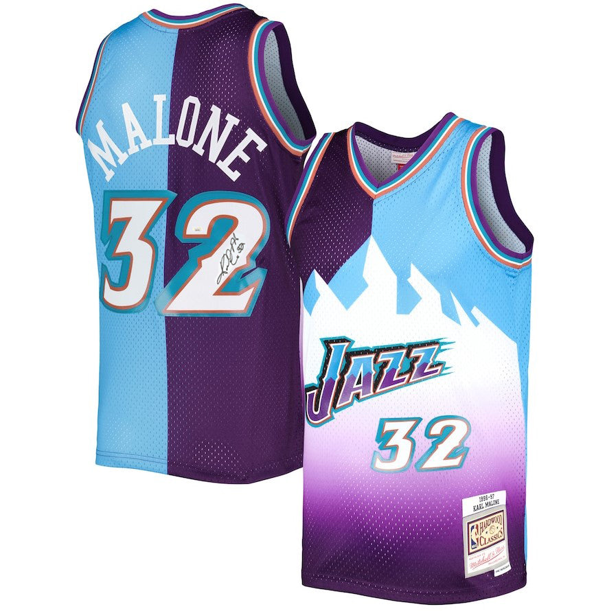 Utah Jazz Karl Malone Autographed White & Purple Authentic Mitchell & Ness  1995 All Star Game Jersey Size XL Beckett BAS Stock #211885 - Mill Creek  Sports