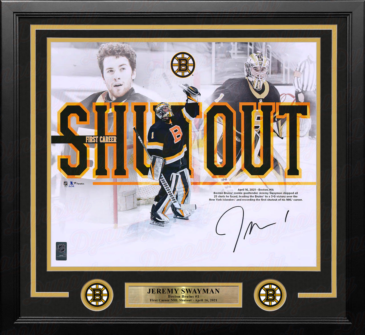 Linus Ullmark & Jeremy Swayman Boston Bruins 4 x 6 Hug It Out 3D Acrylic  Block