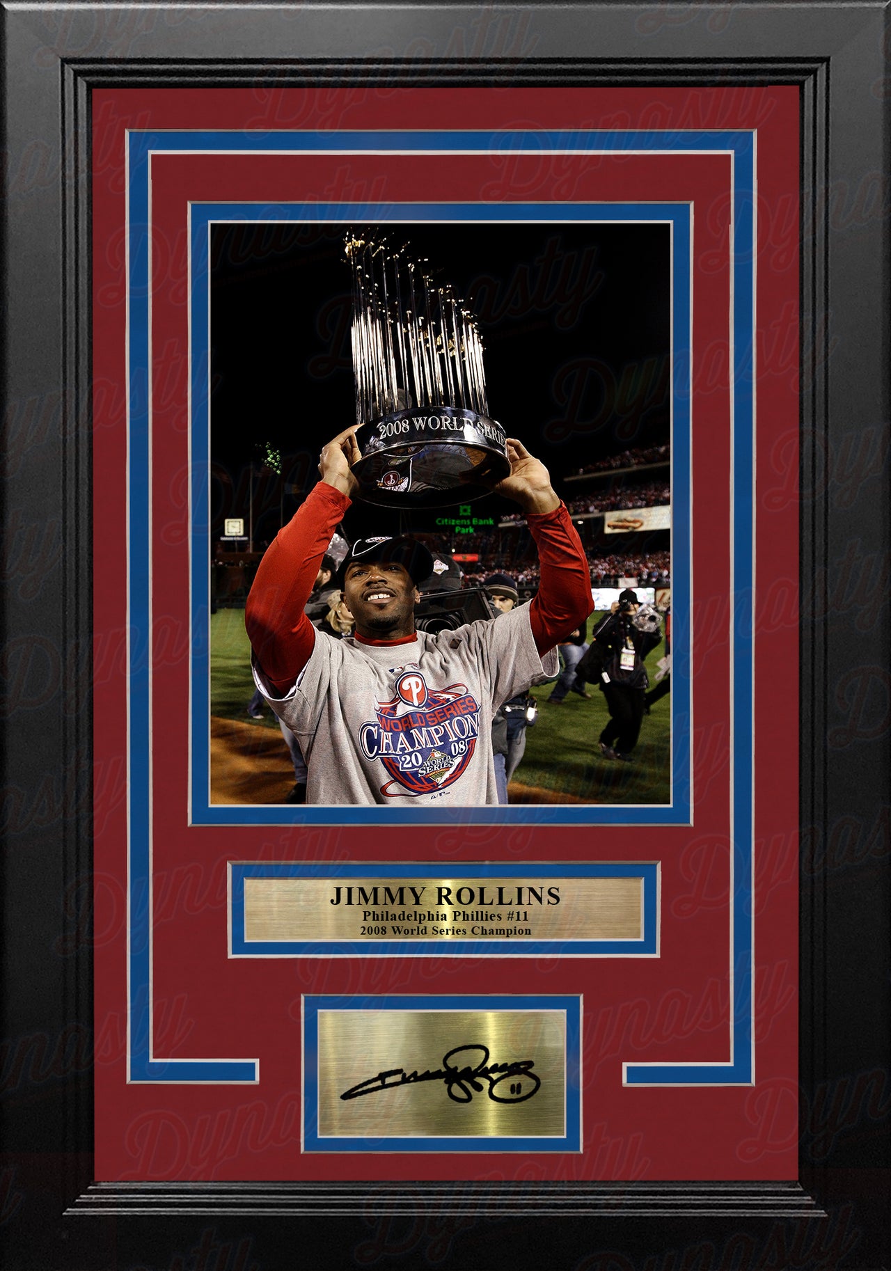 Brad Lidge & Carlos Ruiz 2008 World Series Last Out Celebration  Philadelphia Phillies Framed Baseball Photo with Engraved Autographs