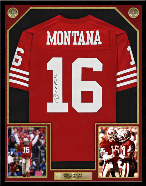 JOE MONTANA (49ers white TOWER) Signed Autographed Framed Jersey JSA