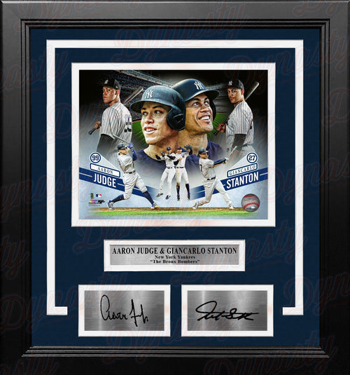 Giancarlo Stanton New York Yankees Framed Autographed Majestic White  Replica Jersey Collage