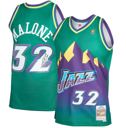 Karl Malone Autographed and Framed Purple Utah Jazz Jersey