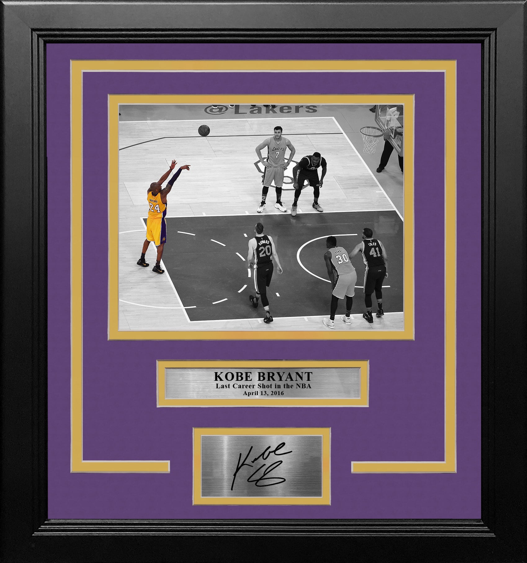 Photoboard Wall Art: Kobe Bryant Celebration Los Angeles Lakers Autograph  Print