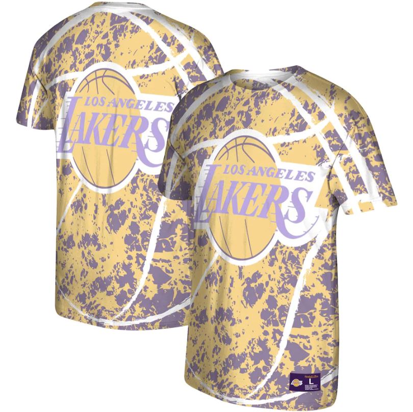 Men's Mitchell & Ness Black Los Angeles Lakers Big Face 4.0 Satin