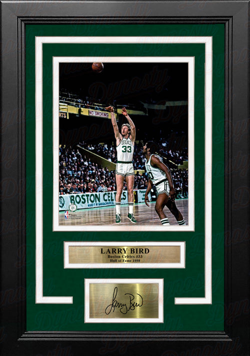 Larry Bird Signed Shooting Photo Framed - Icons of Sport