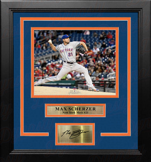 Framed Max Scherzer Facsimile Laser Engraved Signature Auto New York Mets  15x16 Baseball Photo - Hall of Fame Sports Memorabilia