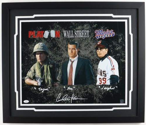 Charlie Sheen Rick Vaughn Major League Autographed 11 x 14 Framed Movie  Photo