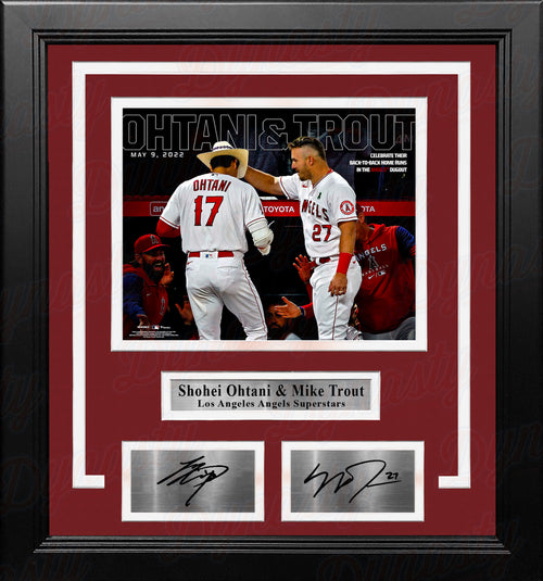 Mike Trout 27 Los Angeles Angels baseball caricature signature