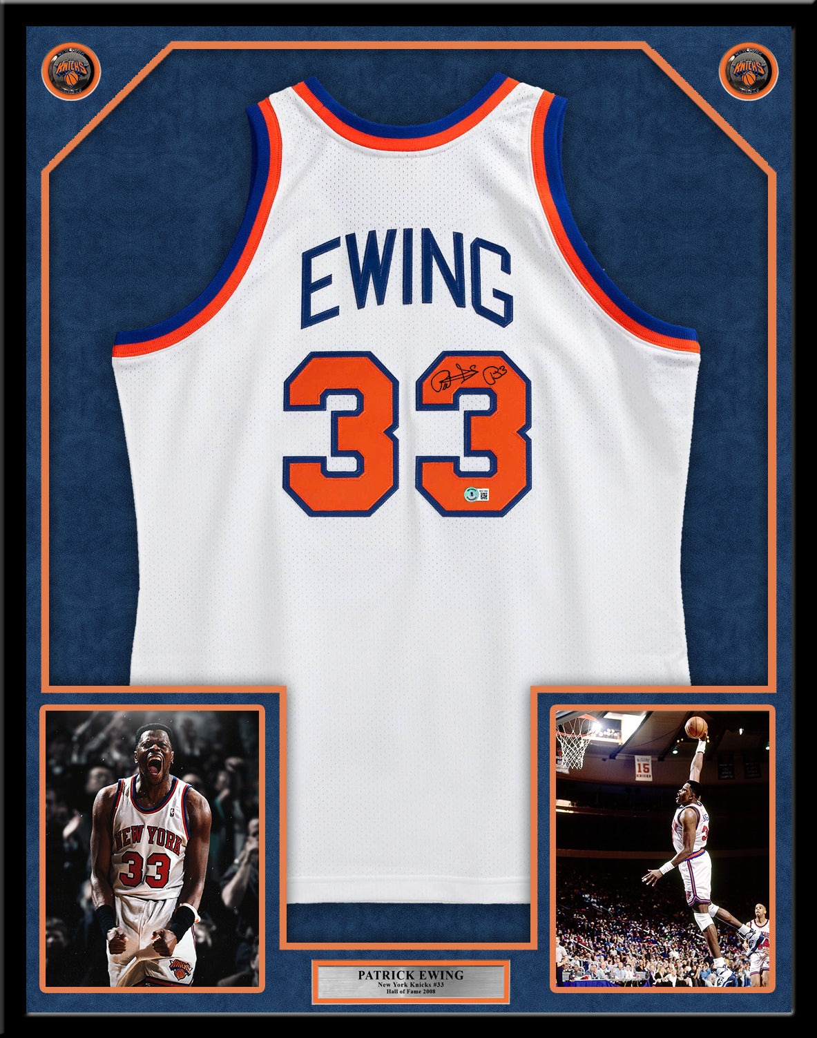 Patrick Ewing Signed Knicks 34x42 Custom Framed Jersey (Steiner Hologram)