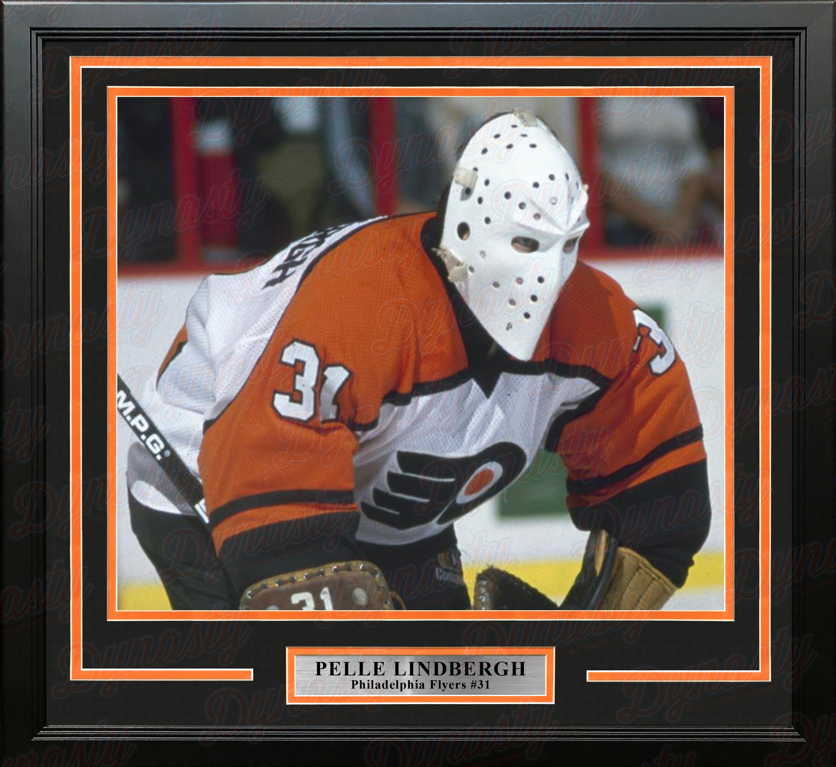  Pelle Lindbergh in Action Philadelphia Flyers 8x10 Framed  Hockey Photo : Collectibles & Fine Art