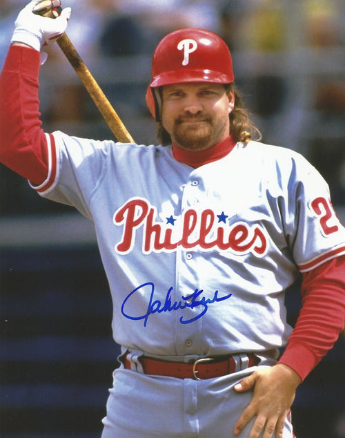 John Kruk Warming Up Autographed Philadelphia Phillies Baseball