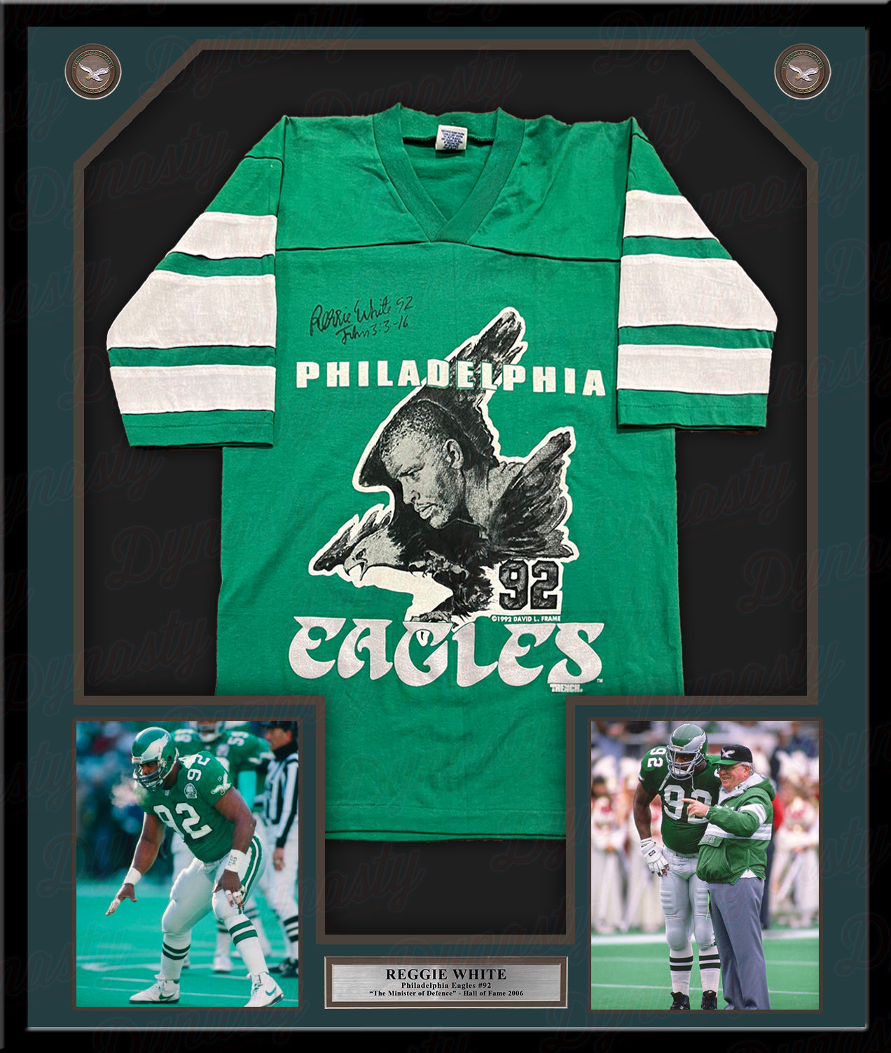 Reggie White Philadelphia Eagles Autographed Framed T-Shirt