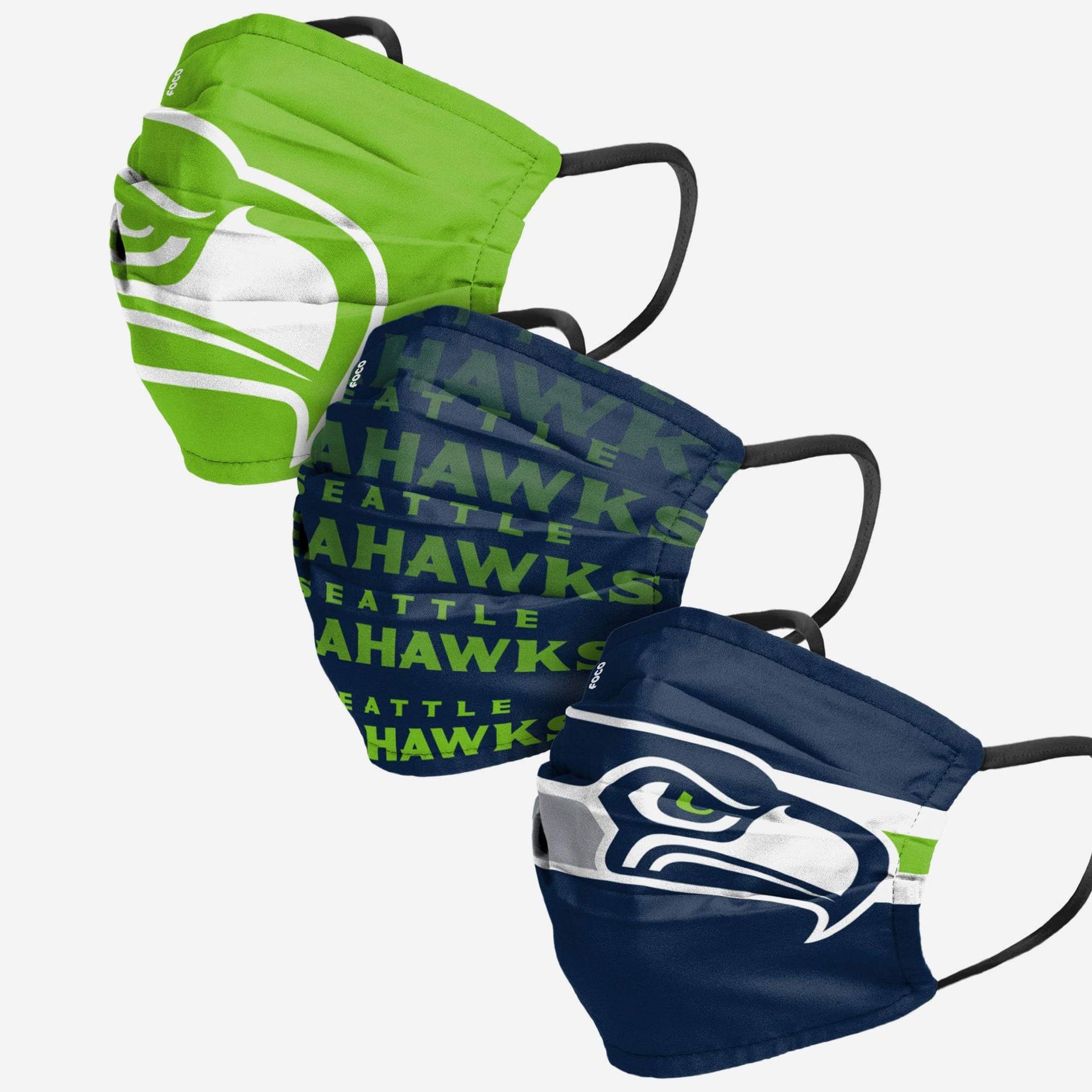 Seattle Seahawks 3 Pack Match Day Face Mask Covers Dynasty Sports