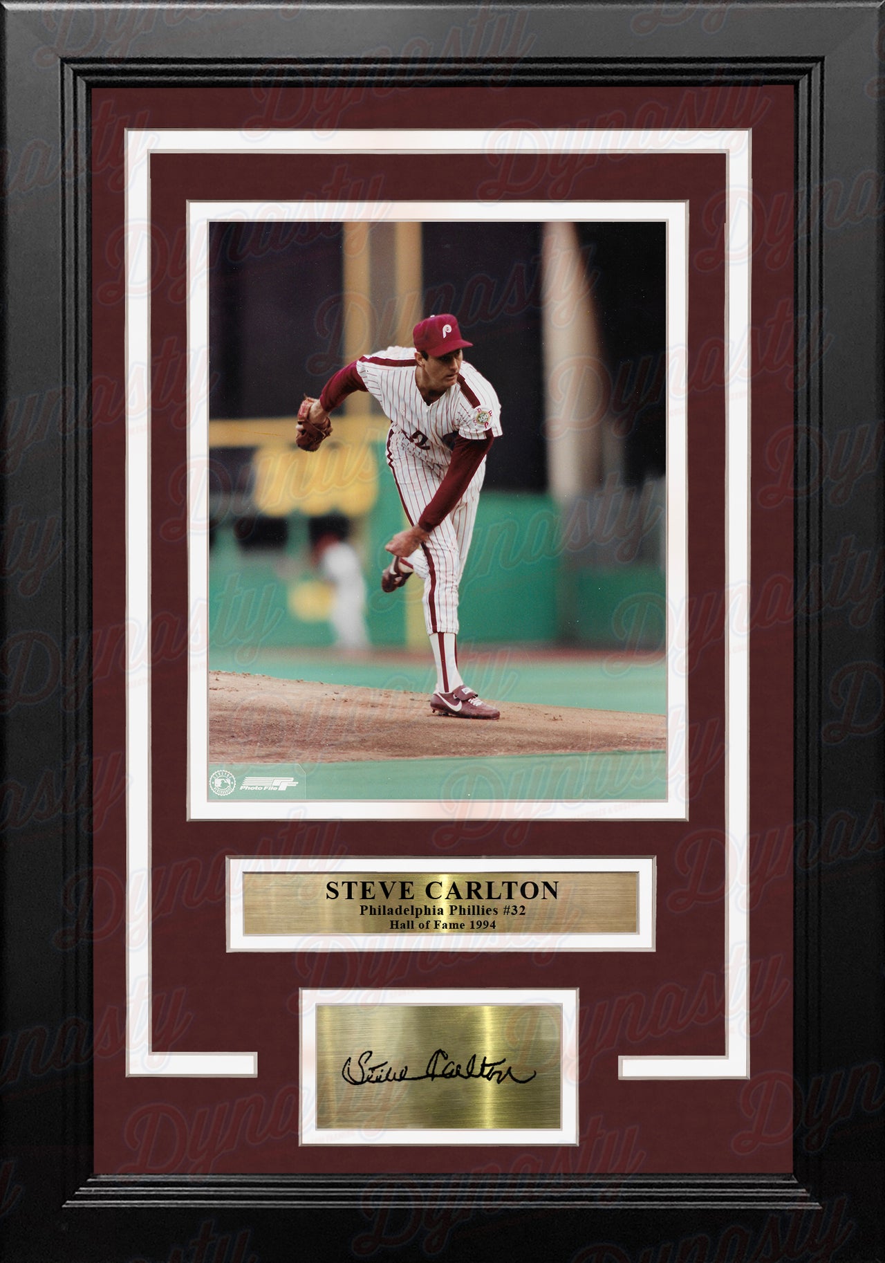 Steve Carlton Signed Phillies Custom Framed Photo Display with