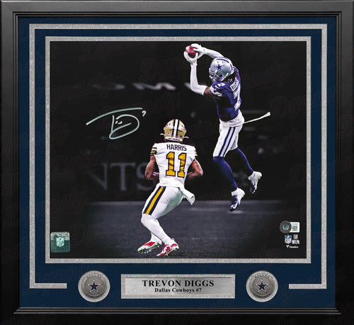 Trevon Diggs Signed Dallas Blue Custom Double-Suede Framed