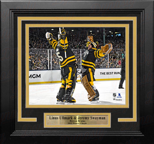 Lids Linus Ullmark and Jeremy Swayman Boston Bruins Unsigned Fanatics  Authentic Celebrate Winning the 2023 Discover NHL Winter Classic Photograph