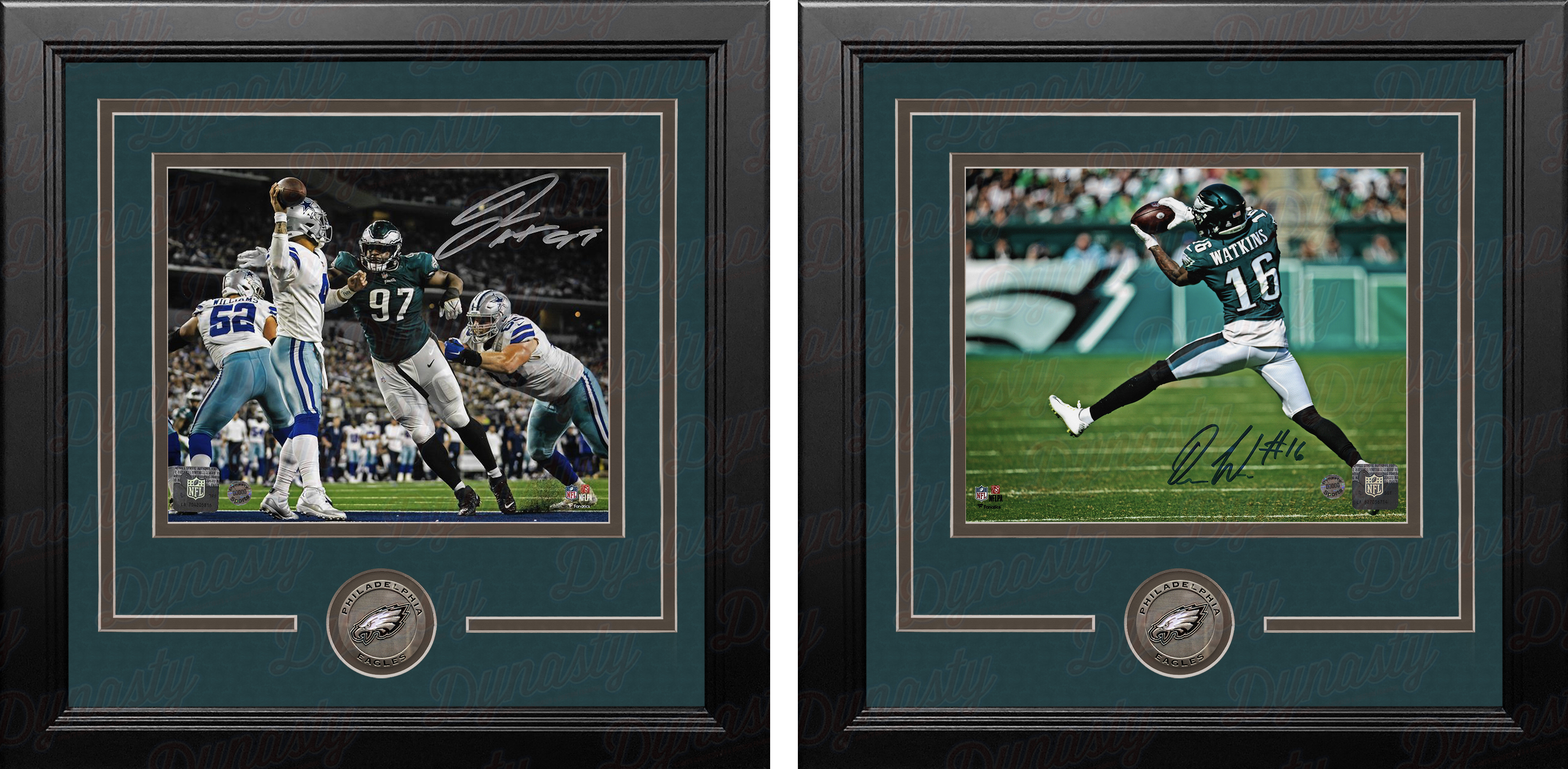 Quez Watkins & Javon Hargrave Philadelphia Eagles Autographed 8 x 10  Football Photos Combo